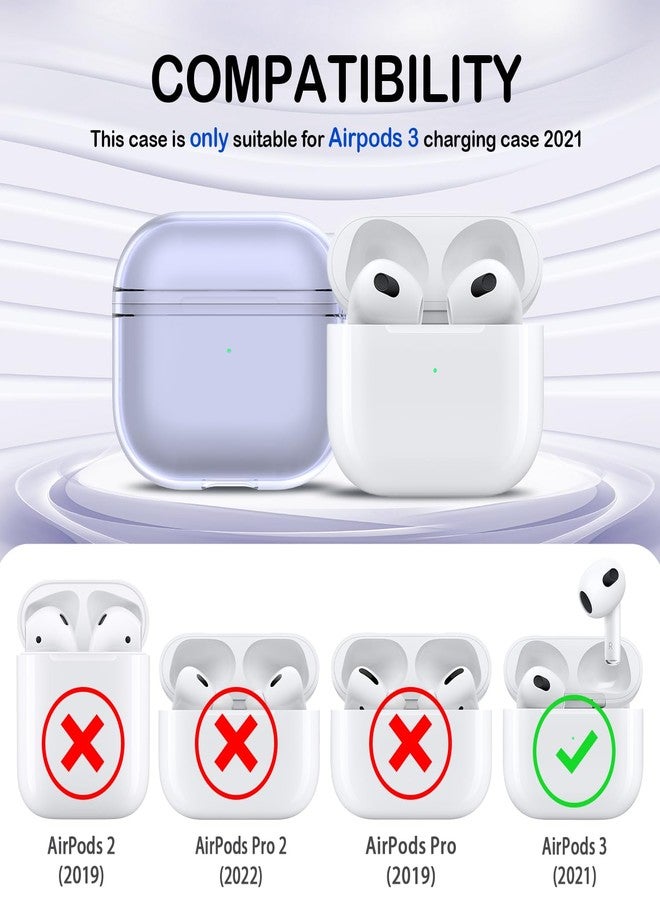 MHYALUDO غطاء حماية MHYALUDO لسماعات AirPods من الجيل الثالث، مصنوع من مادة TPU شفافة ناعمة مقاومة للصدمات، بمواصفات عسكرية، مع قلم تنظيف لعلبة شحن سماعات Apple AirPods 3 (إصدار 2021)، لون أسود شفاف - Image 2